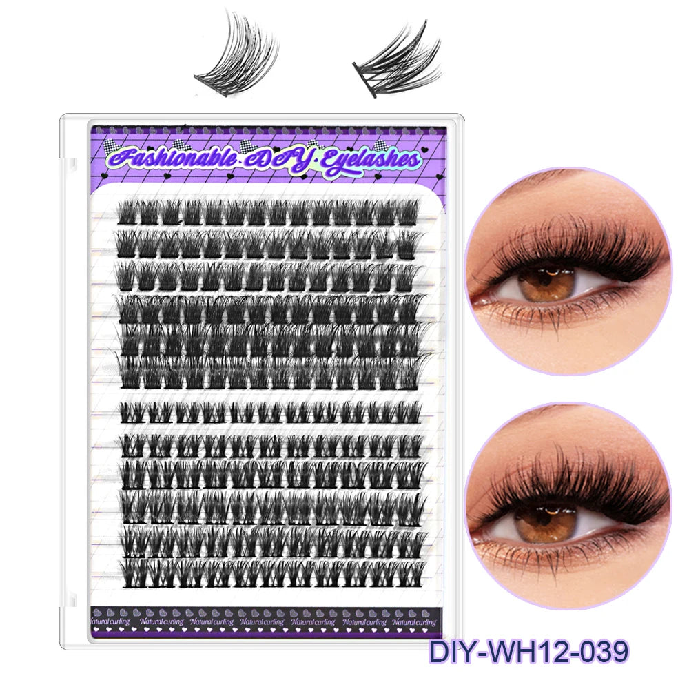 600 pcs Extensions de cils individuels – Grappes épaisses et volumineuses, 30D/100D, longueurs mixtes, DIY – Cils faciles à appliquer et à retirer