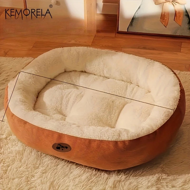 Cozy Oval Plush Pet Bed – Thickened Snuggle Bed for Cats & Small Dogs