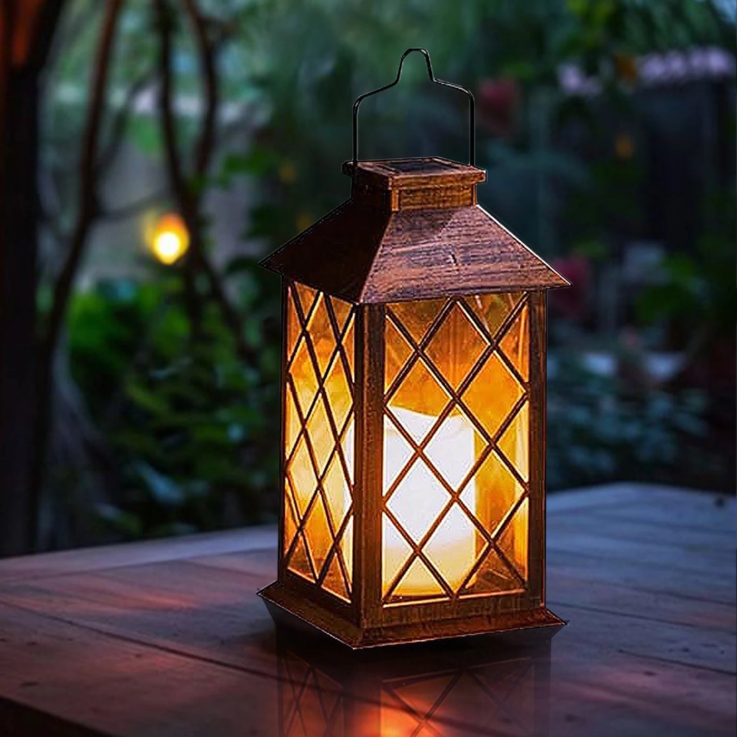 Solar Hanging Lantern – Flickering Flameless LED Candle Light