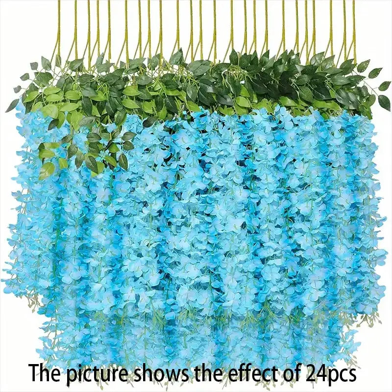 12PCS Artificial Wisteria Vine Flowers – Hanging Silk Floral Garland Set