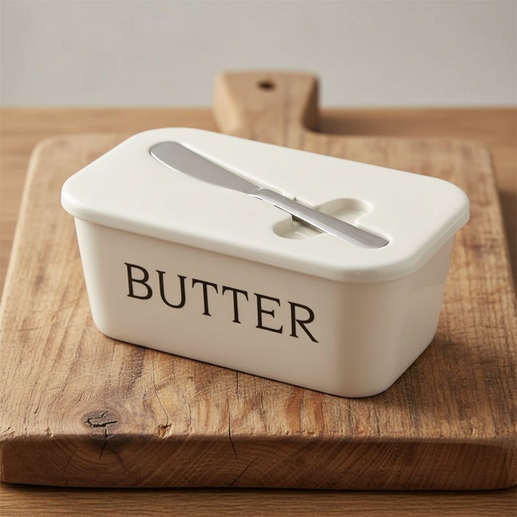 Butter Dish with Lid & Knife – Sealed Butter Storage Container