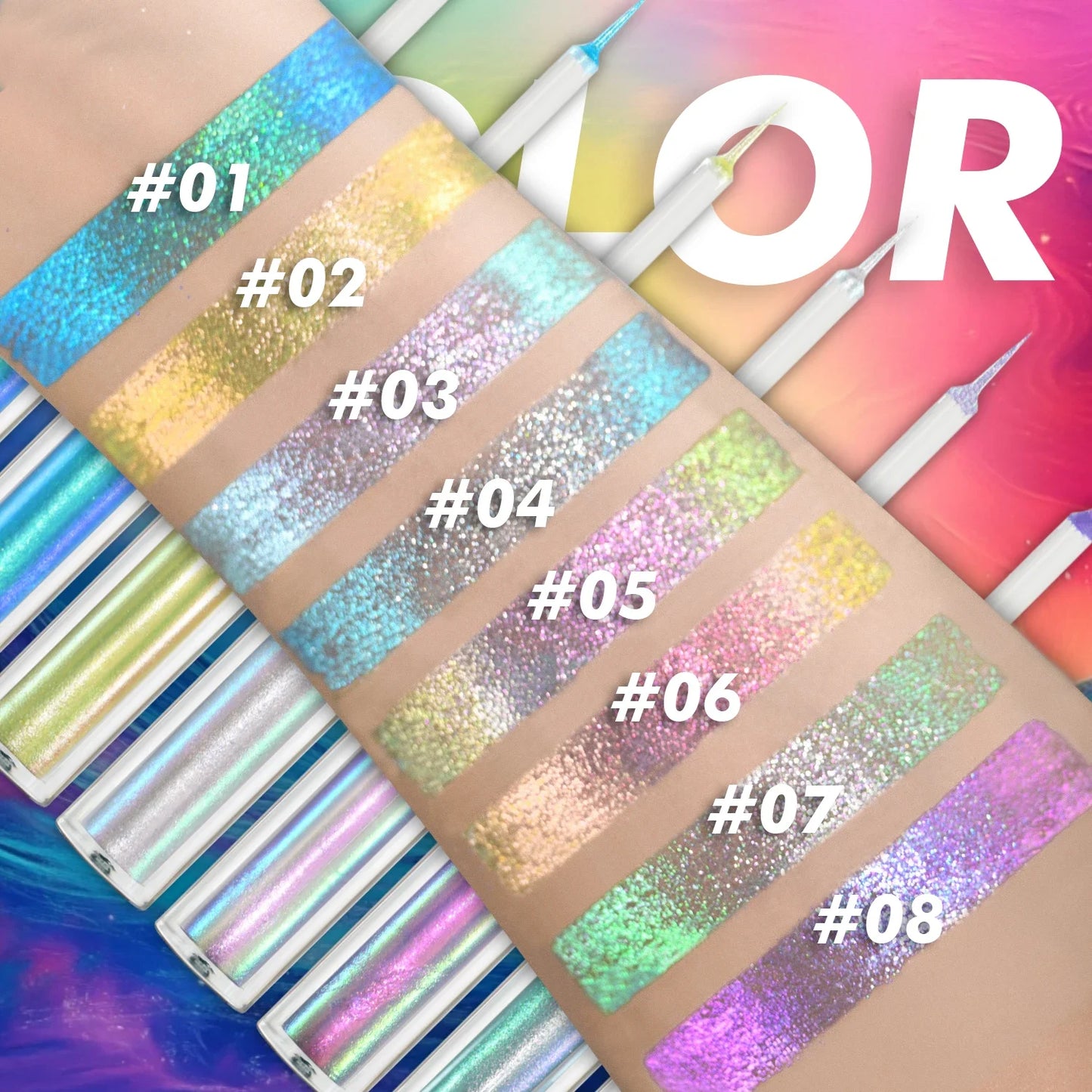 Eyeliner Liquide Duochrome Pailleté — waterproof, longue tenue, pointe ultra-fine, anti-bavures, maquillage des yeux