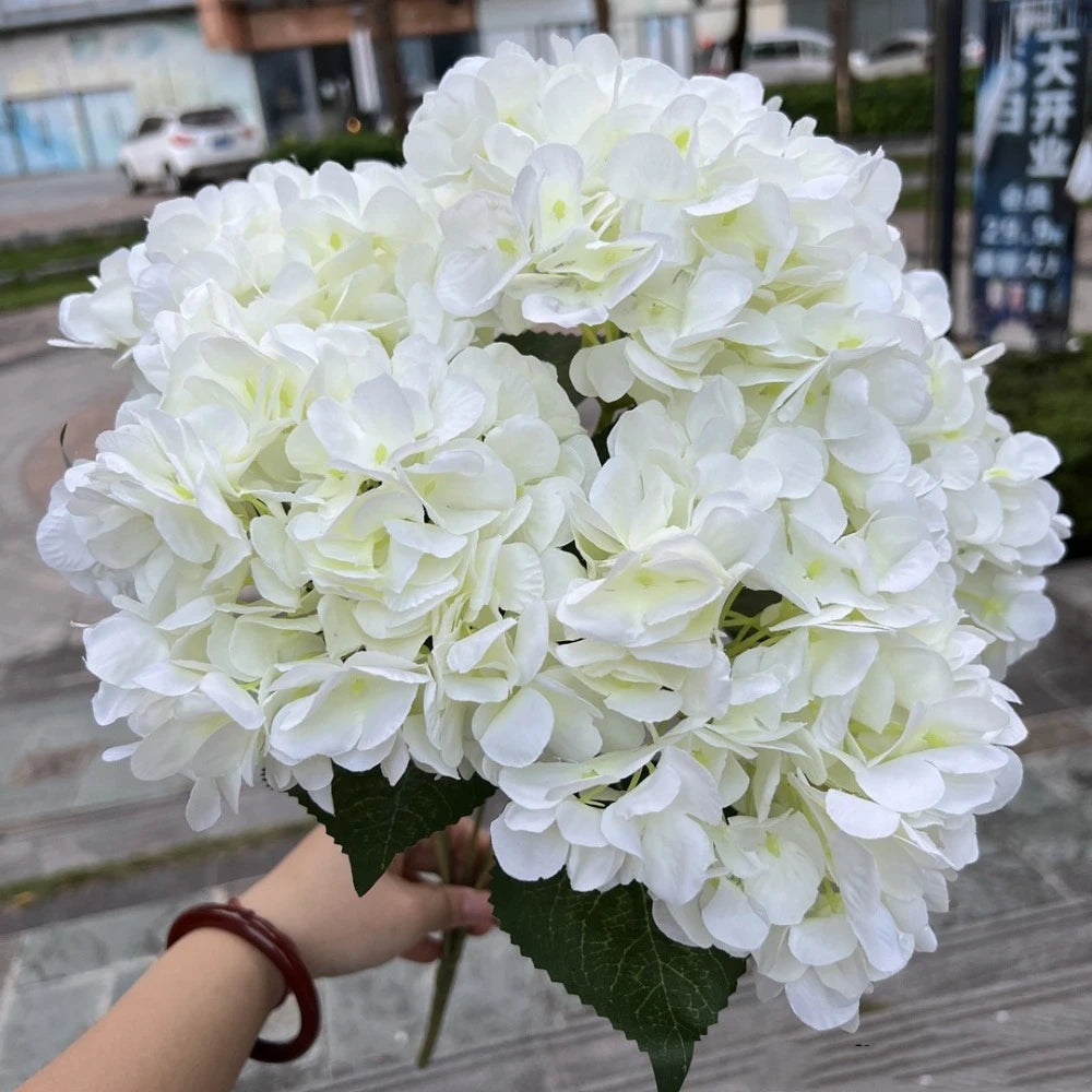 5-Head Artificial Hydrangea Flowers – Large Silk Floral Bouquet for Décor