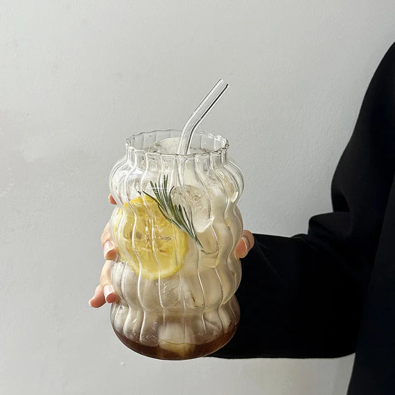 Aesthetic Glass Cups Set – Iced Coffee, Latte, Cocktail & Wine Glass Drinkware Collection