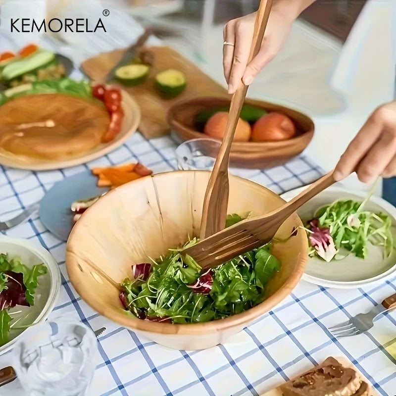 10-Piece Natural Wooden Kitchen Utensil Set – Wooden Spoons, Spatulas & Ladles for Cooking and Serving