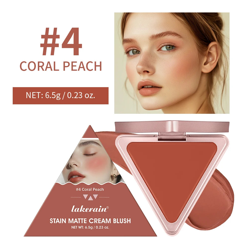 Blush crème triangulaire – Crème matte non grasse, facile à appliquer – Haute saturation de couleur, fini naturel rosé