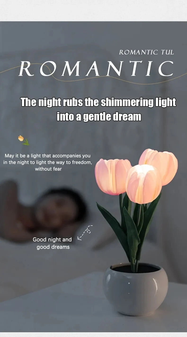 LED Tulip Flower Lamp – Romantic Night Light & Room Decor Gift