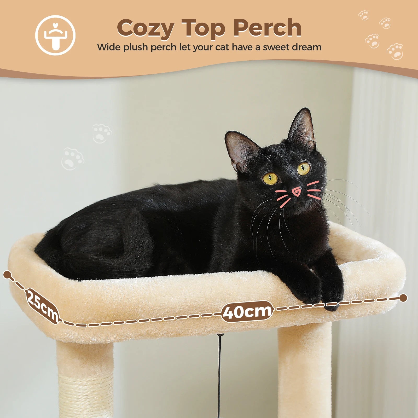 4-in-1 Cat Tree – Cat Condo, Hammock, Scratching Post & Top Perch