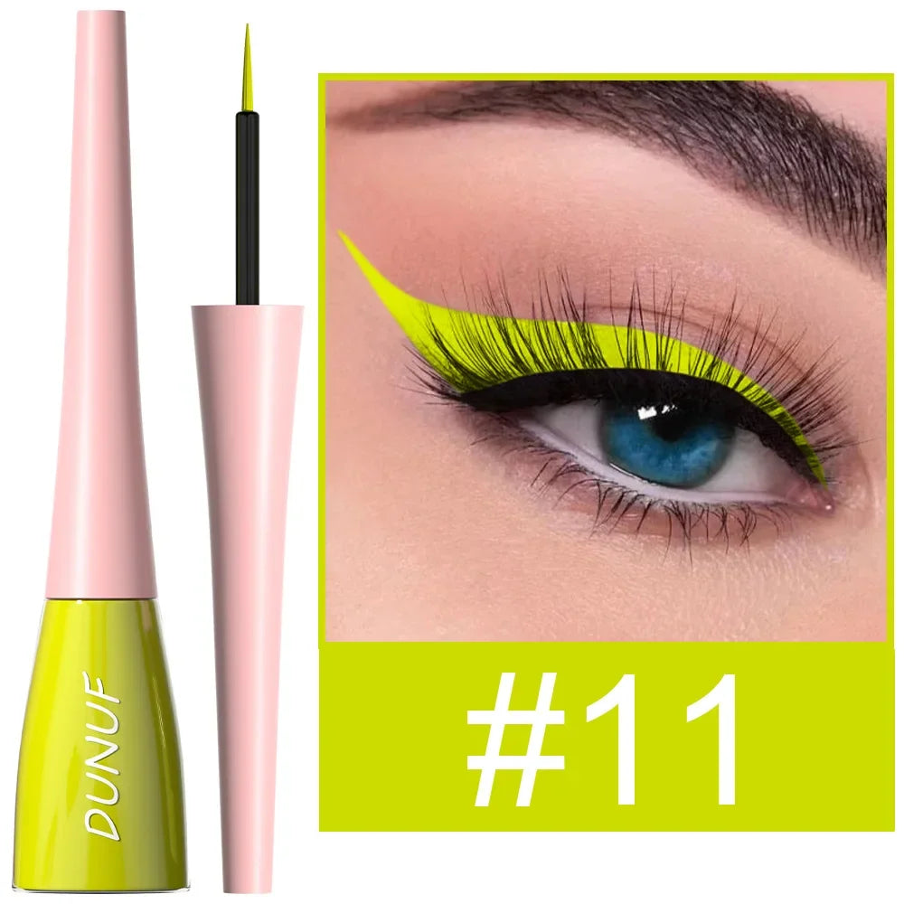 Crayons eyeliner liquide, colorés et mats, waterproof, longue tenue, bleu, vert, jaune, maquillage yeux