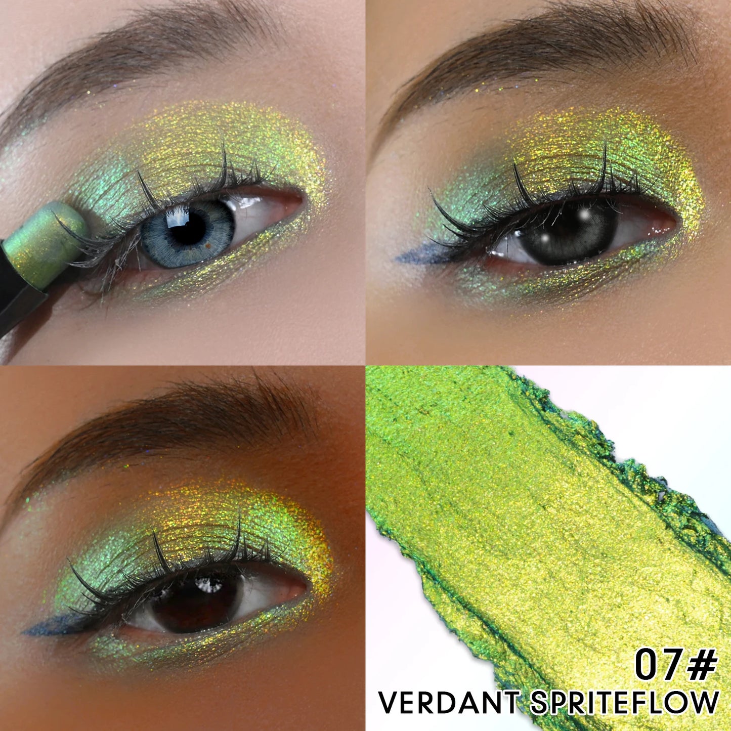 Crayon fard à paupières  double embout, multichrome pailleté, waterproof, maquillage professionnel