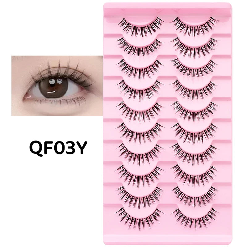 10 paires de cils naturels – Cils manga en bande complète, maquillage – Vente en gros, dropshipping, extensions de cils, faux cils style anime