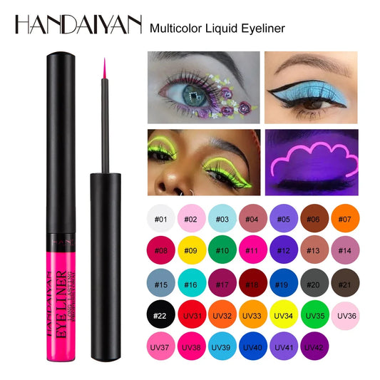 HANDAIYAN-Eyeliner liquide UV imperméable à l'eau, stylo eye-liner à séchage rapide, maquillage sexy, ne se décolore pas, rayons ultraviolets, 12 documents