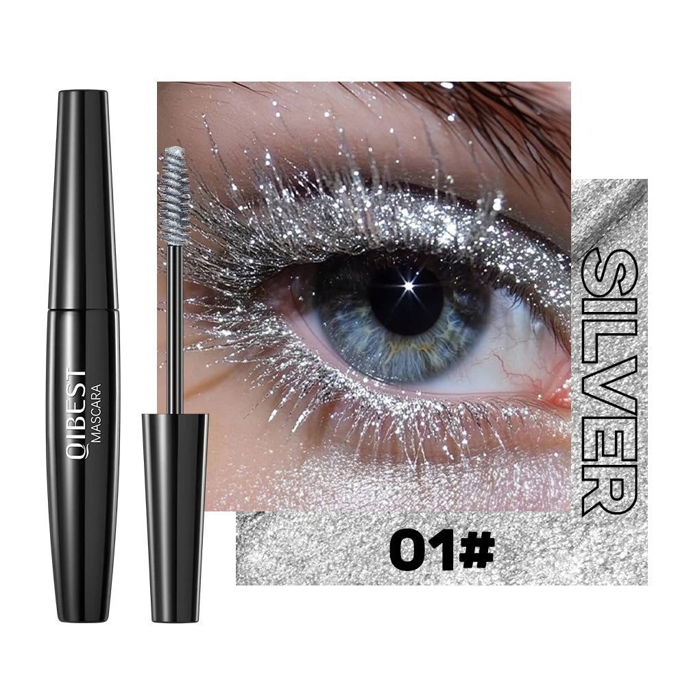 Mascara pailleté diamant rose waterproof séchage rapide volume et recourbant longue tenue cils scintillant maquillage