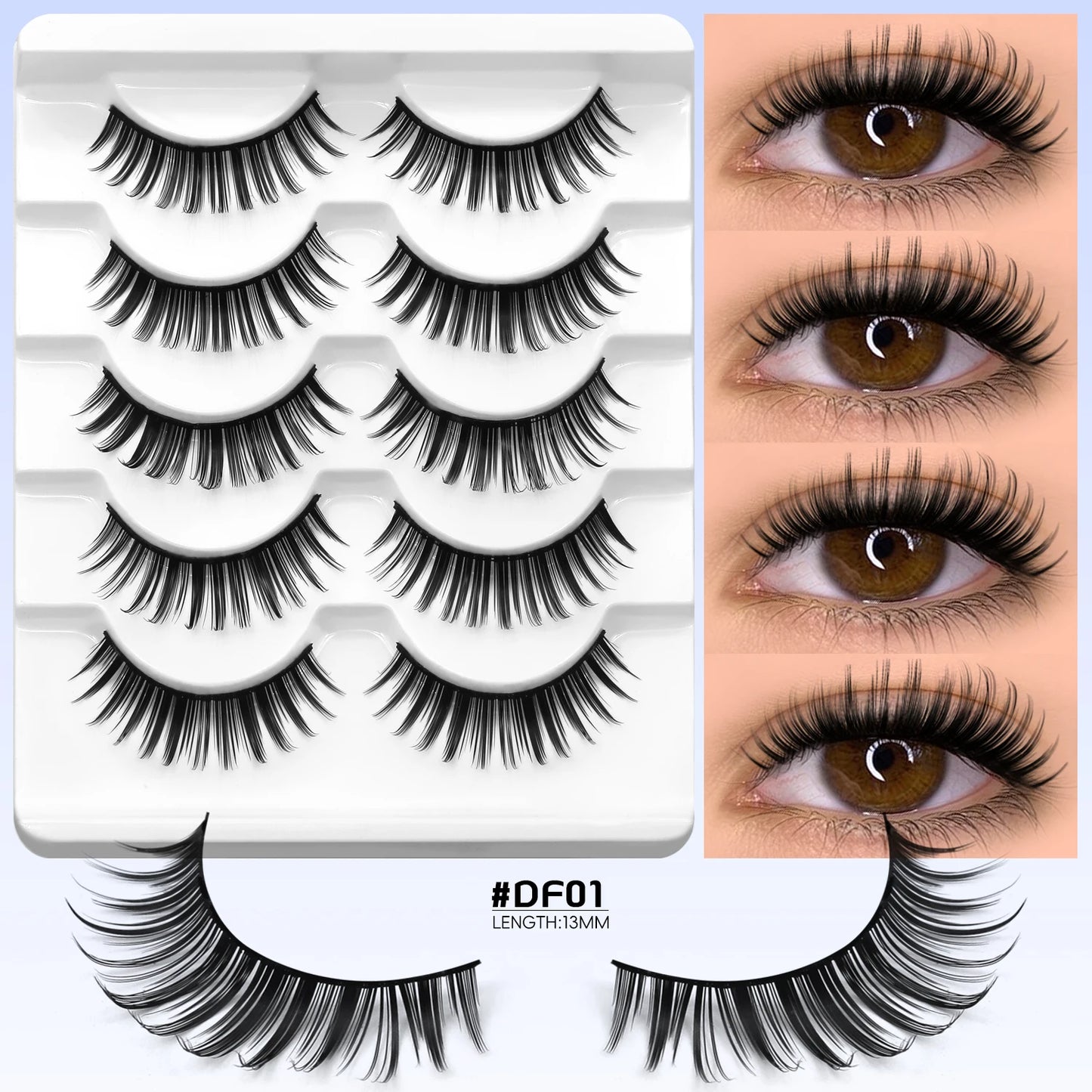 Faux cils – Cils Cat Eye 8D volumineux et doux, courbure D, effet dramatique, bande complète – Faux cils en vison épais