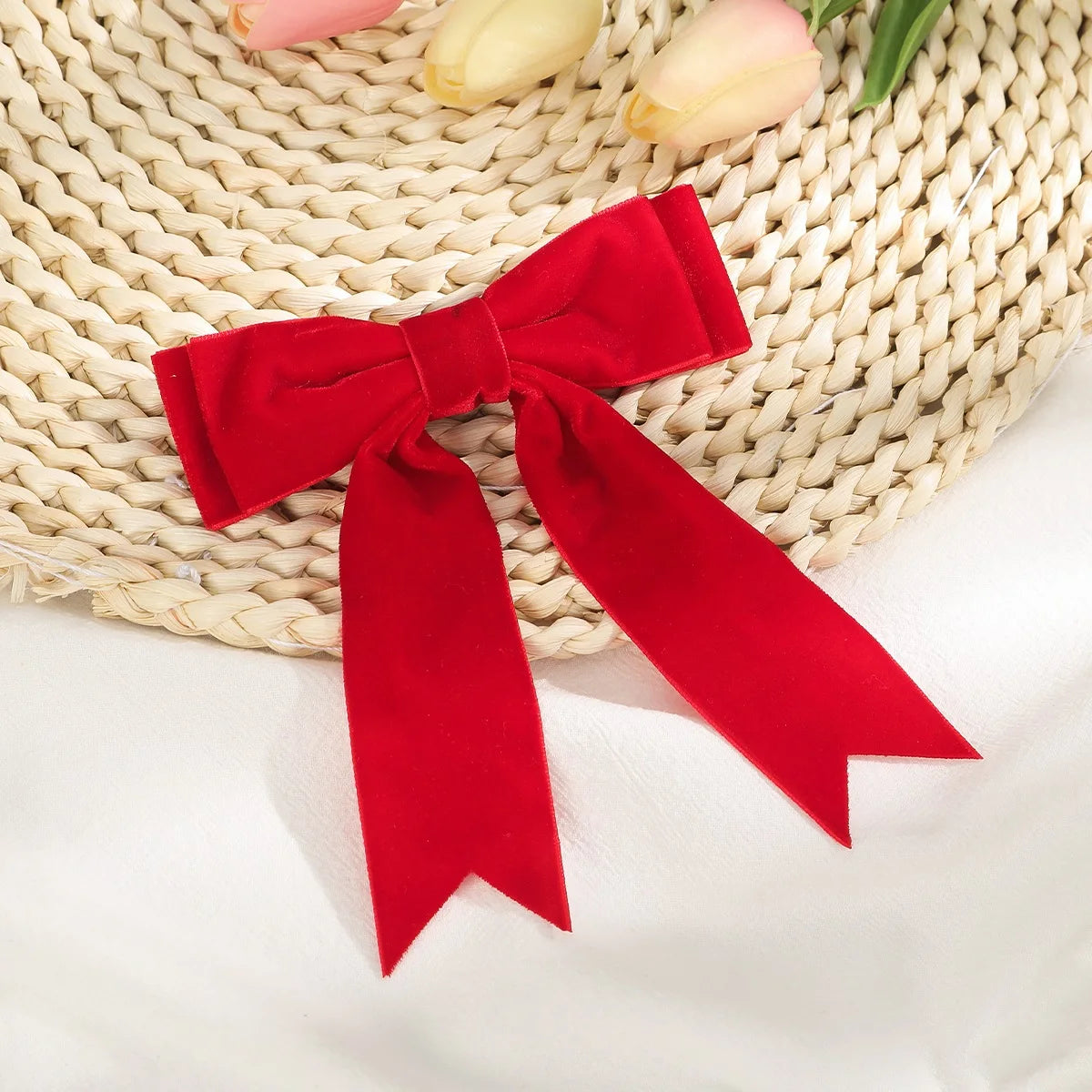 « Barrettes Femme – Nœud Velours, Noir & Rouge »
