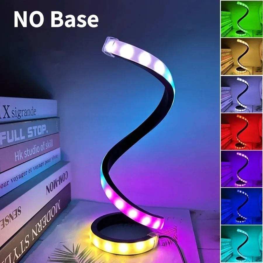 Modern Spiral LED Table Lamp – 3 Color Dimmable Night Light for Bedroom & Office
