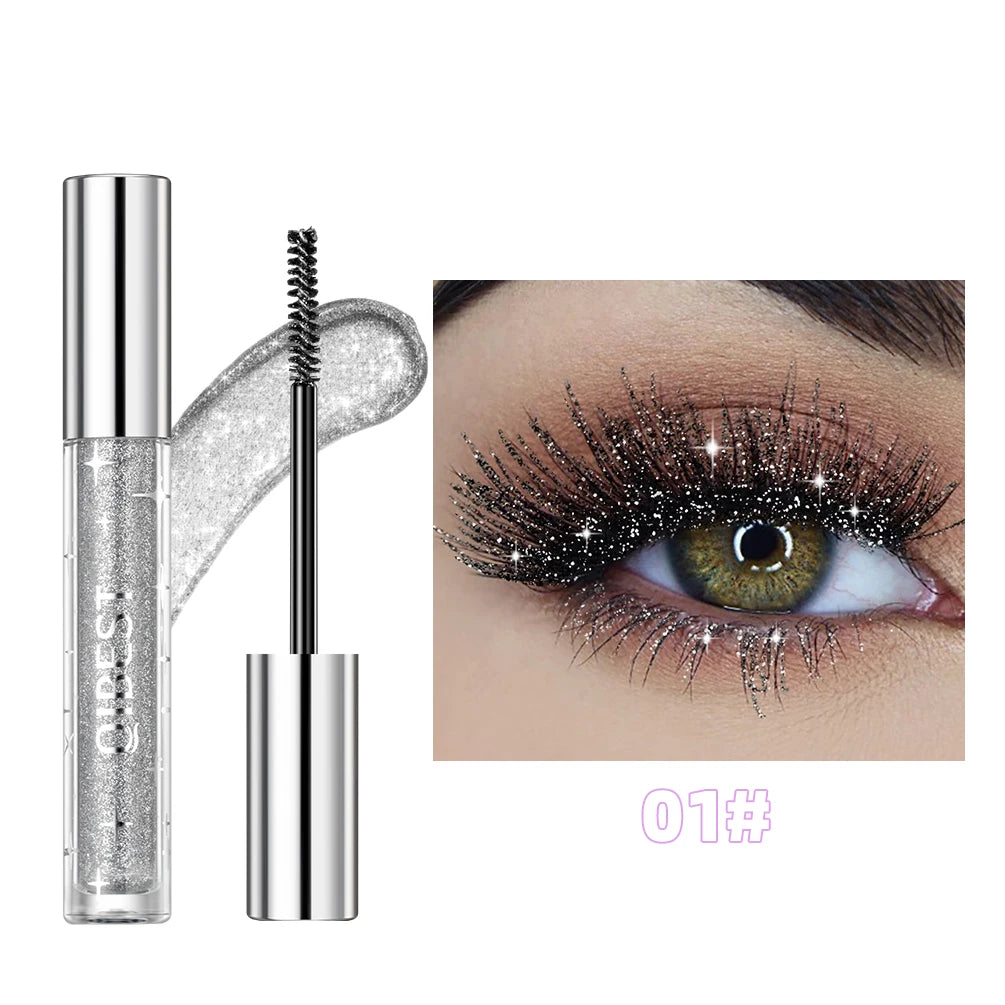 Mascara diamant pailleté séchage rapide waterproof volume et recourbant cils noirs 4D longue tenue
