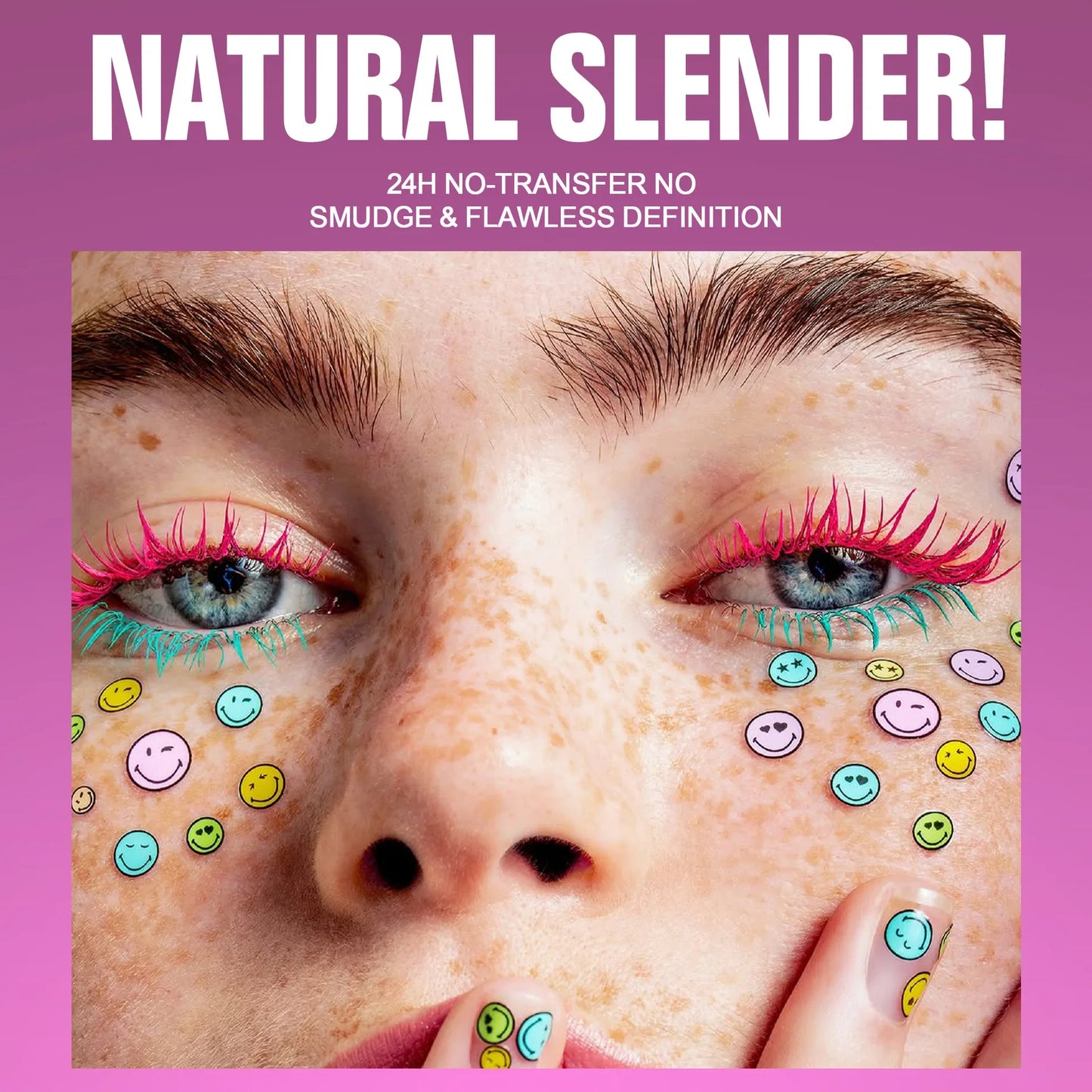 Mascara 10 couleurs waterproof volume recourbant longue tenue bleu saphir et rose