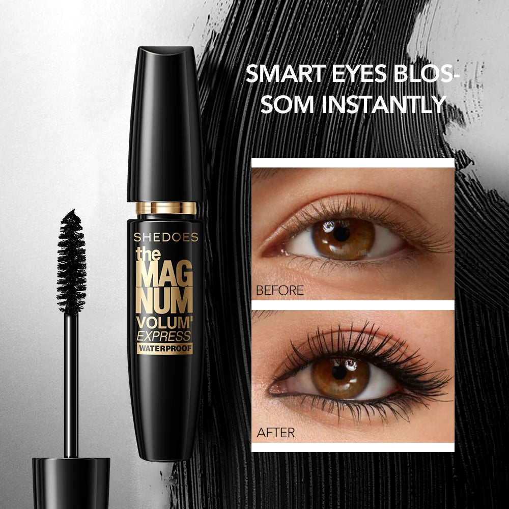 Mascara 5D noir waterproof allongeant cils fibres de soie volumisant pour femme