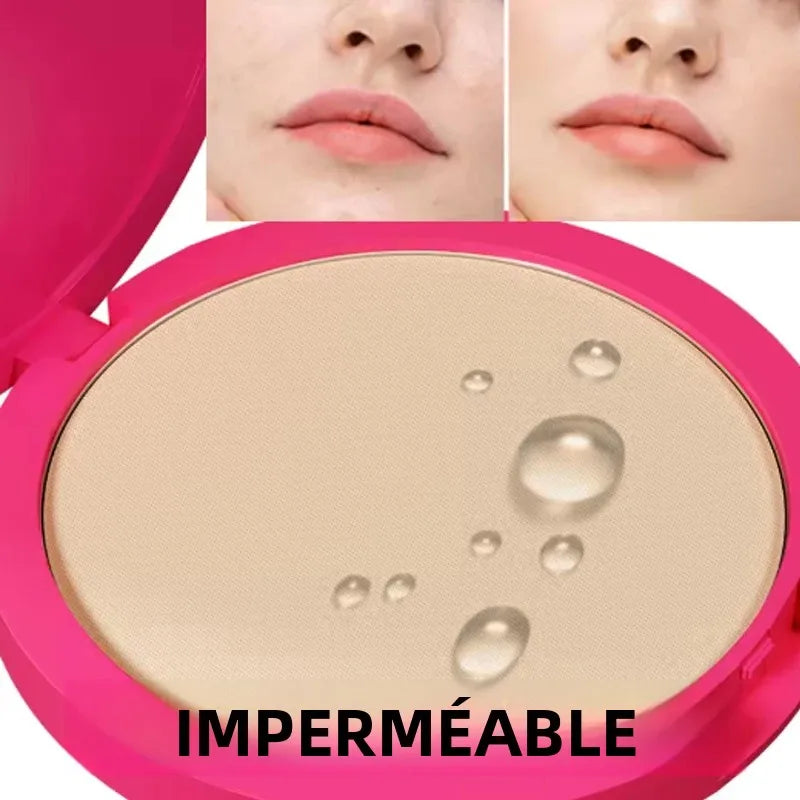 Fond de Teint Poudre Pressée Mat Naturel – Anti-Brillance, Éclaircissant, Compact Blanchissant, Correcteur et Base de Maquillage pour le Visage
