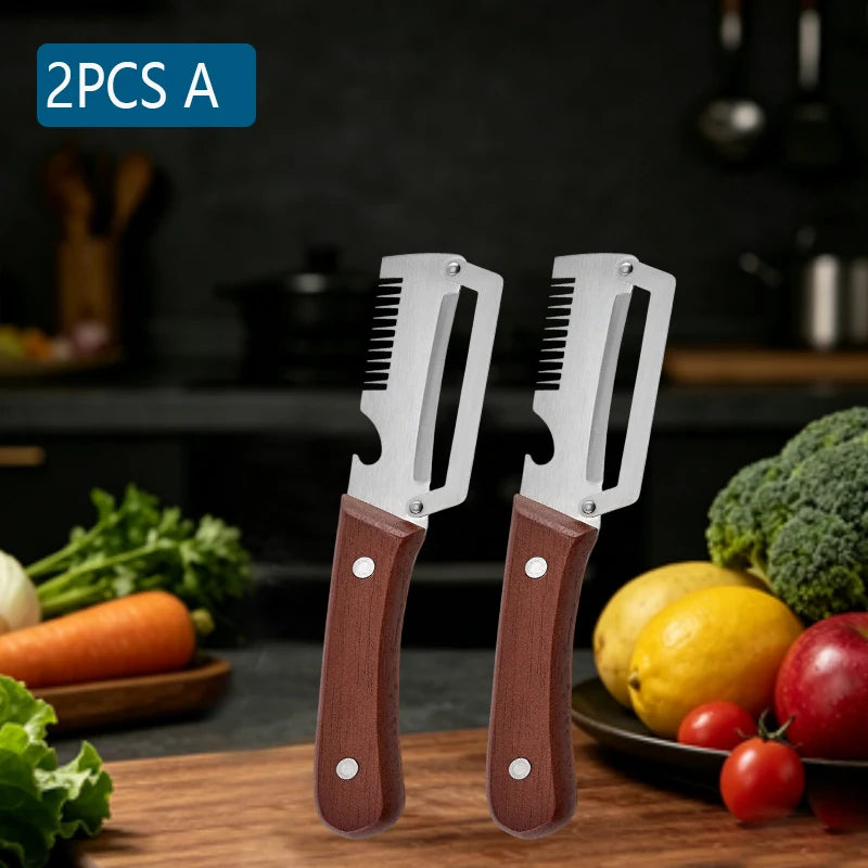 Multifunction Kitchen Peeler – Stainless Steel Vegetable Peeler, Fruit Paring Knife & 2-in-1 Bottle Opener