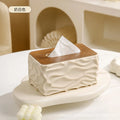 Nordic Wave Pattern Tissue Box – Modern Desktop Napkin Holder