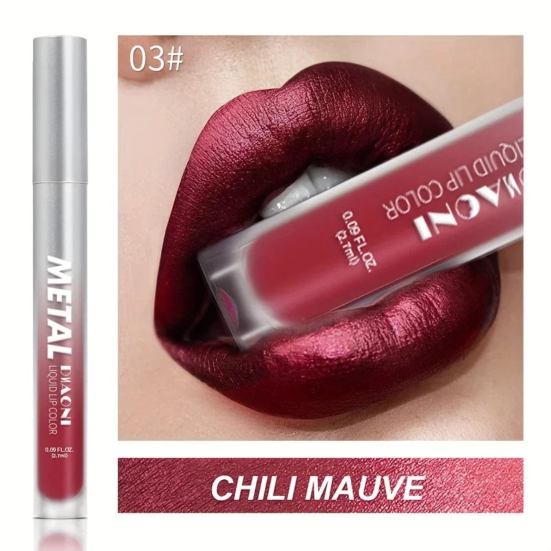Rouge à lèvres liquide métallique à paillettes, scintillant, imperméable, longue durée, facile à colorer, tasse antiadhésive, cosmétiques de maquillage