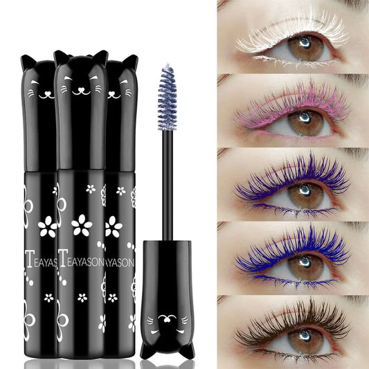 Mascara multicolore waterproof séchage rapide cils recourbés extensions bleu, rose, violet, noir, blanc maquillage
