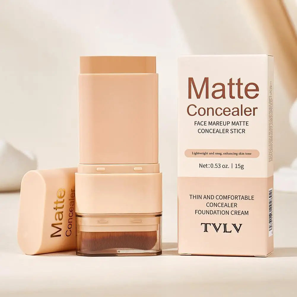 Stick maquillage double embout 2 en 1 – Fond de teint et correcteur mat, outil lisse pour le visage