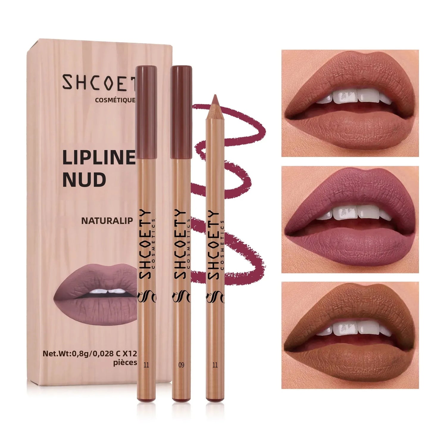 Set 12 Pièces Crayons à Lèvres Nude – Kit Naturel, Mat, Lisse, Longue Tenue, Hydratant, Maquillage des Lèvres pour Femmes