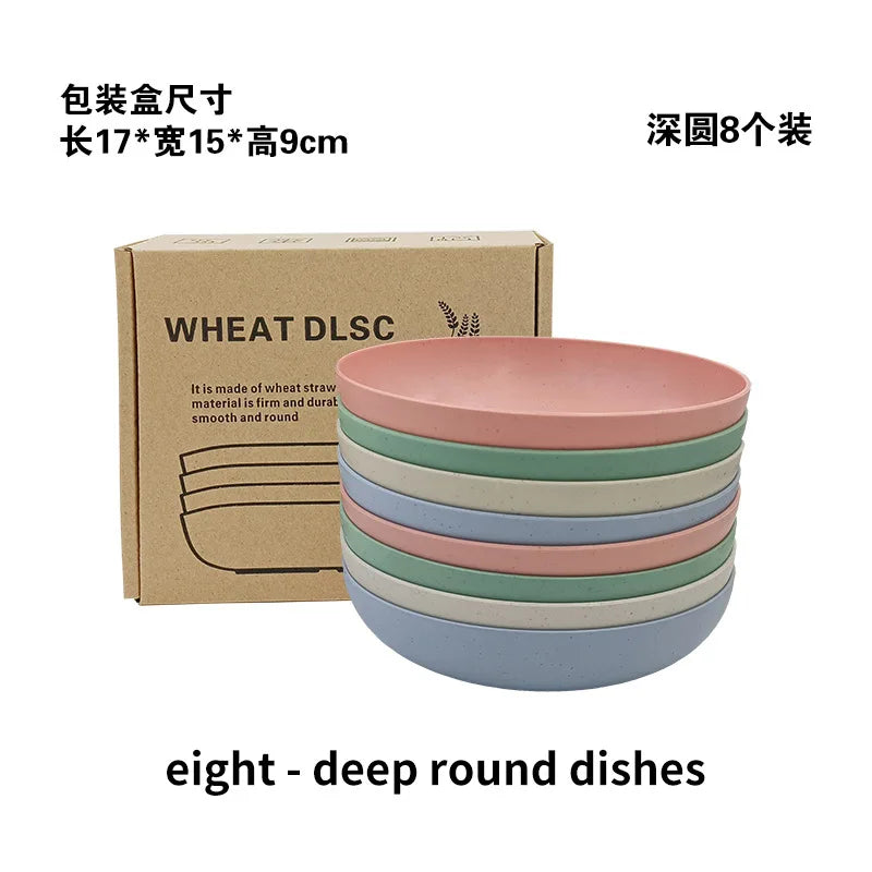 Set d’Assiettes en Paille de Blé – Couleurs Mélangées