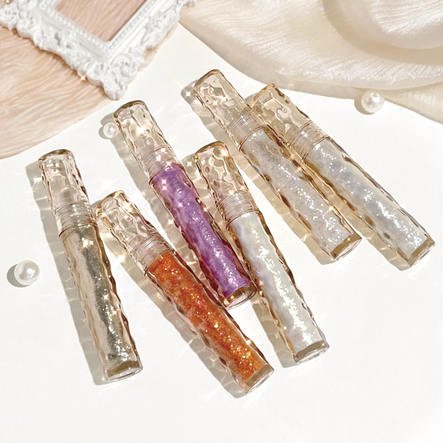 Fard à paupières liquide scintillant, nacré, effet diamant brisé, illuminateur, monocouleur soyeux