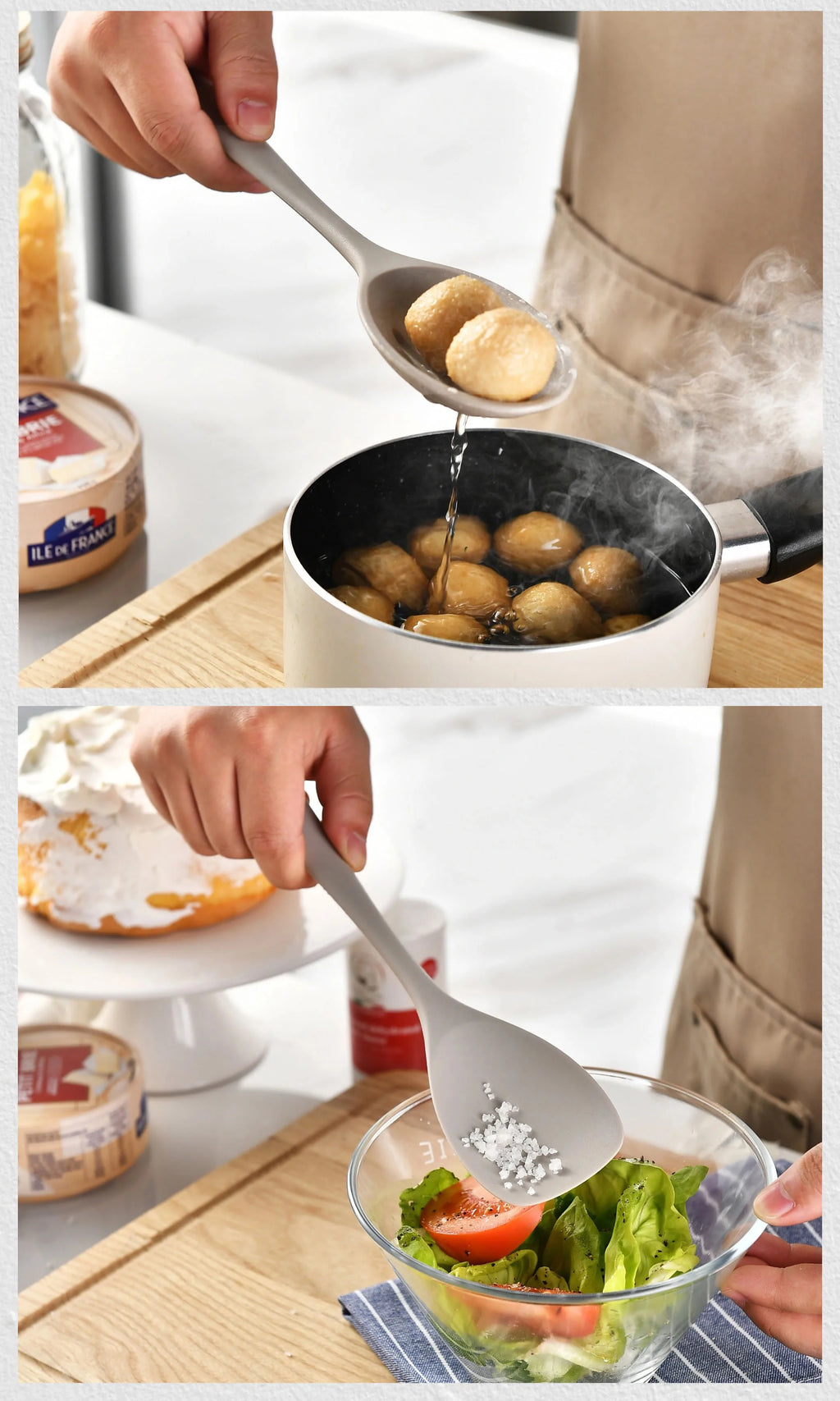 15-Piece Khaki Silicone Kitchen Utensil Set – Food-Grade Cooking Tools with Spatulas, Turner & Soup Spoon