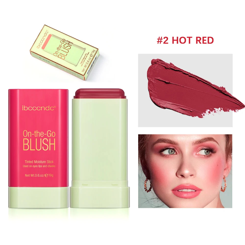 Blush crème rotatif haute intensité – Stick teinté hydratant, longue tenue naturelle – Waterproof, non transférable, teinte orange