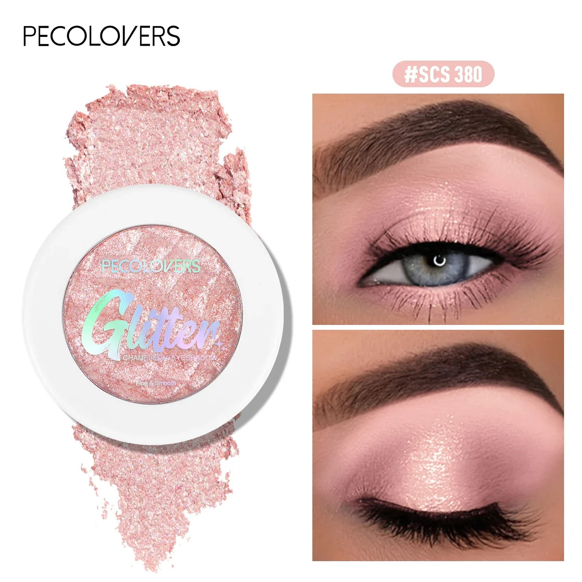 **« Palette fard à paupières monocrome – Nacré blanc, brillant et pailleté »**