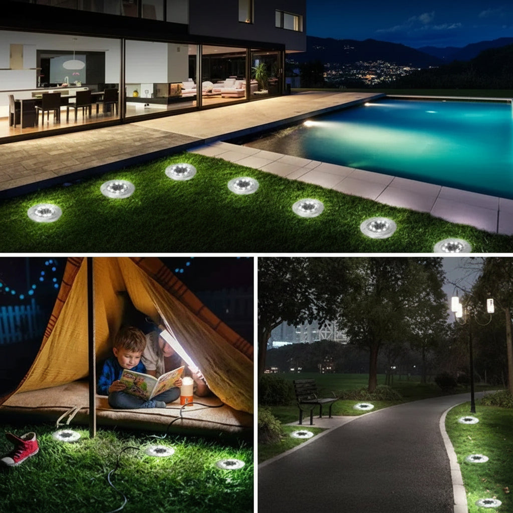 Solar Ground Lights – Outdoor LED Disk Lights for Garden & Pathway Décor