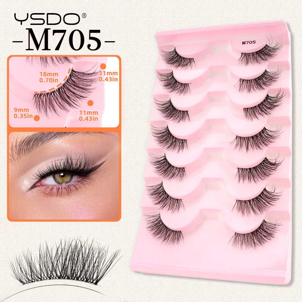 3 à 7 paires de cils en vison synthétique – Faux cils faits main, naturels et nude, effet croisé et désordonné – Cils 3D bouclés pour maquillage