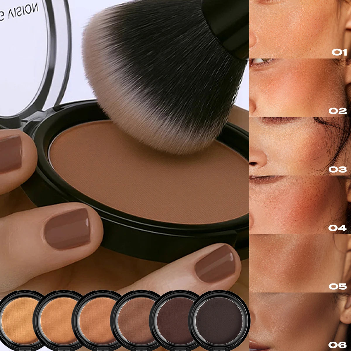 Bronzer mat soyeux – Poudre de contour longue tenue pour maquillage, effet 3D pour sculpter le visage – Correcteur pour contour profond et ombre du nez, palette de maquillage