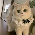 Elegant Lace Pearl Pet Collar with Bow – Adjustable Neck Scarf for Cats & Dogs
