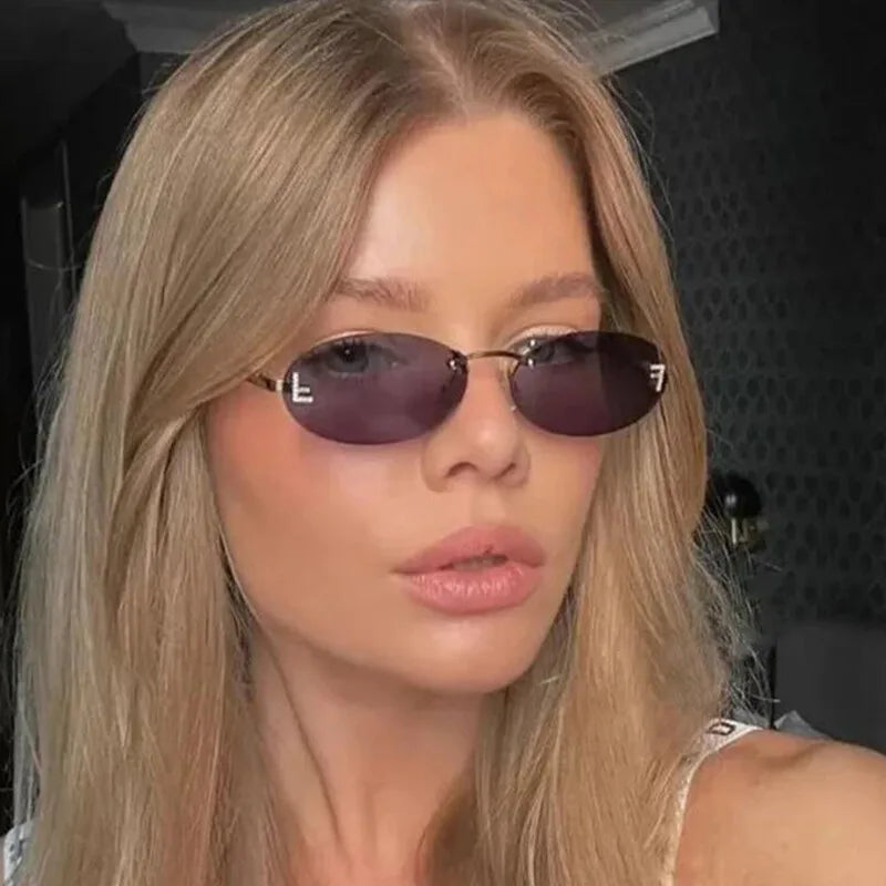 « Lunettes de Soleil Femme – Sans Monture, Lettre F, Luxe UV400 »