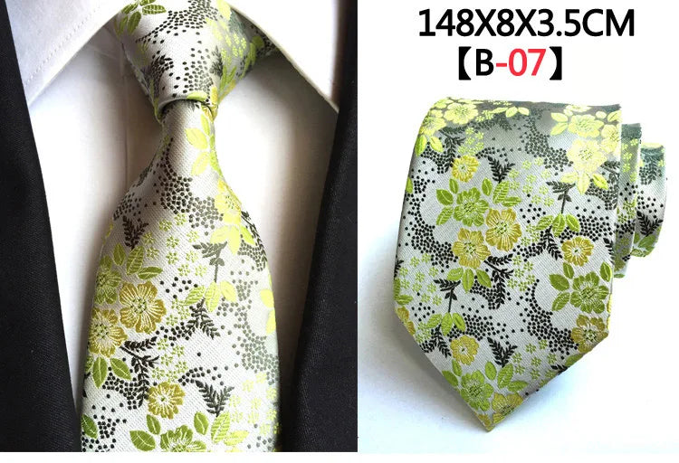 Cravate Homme en Soie 8 cm – Motif Floral Vert et Bleu, Jacquard, pour Costume, Mariage, Fête, Affaires, Cravate Formelle et Cadeau