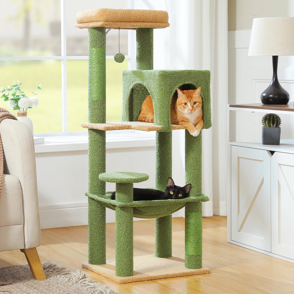Multi-Level Cat Tree Tower – Cat Condo, Hammock & Scratching Activity Center