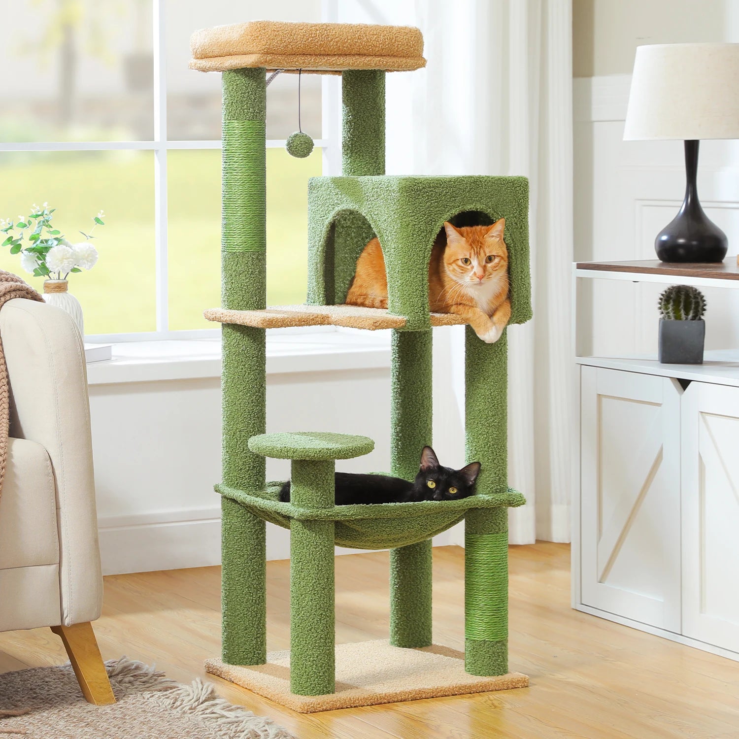 Multi-Level Cat Tree Tower – Cat Condo, Hammock & Scratching Activity Center