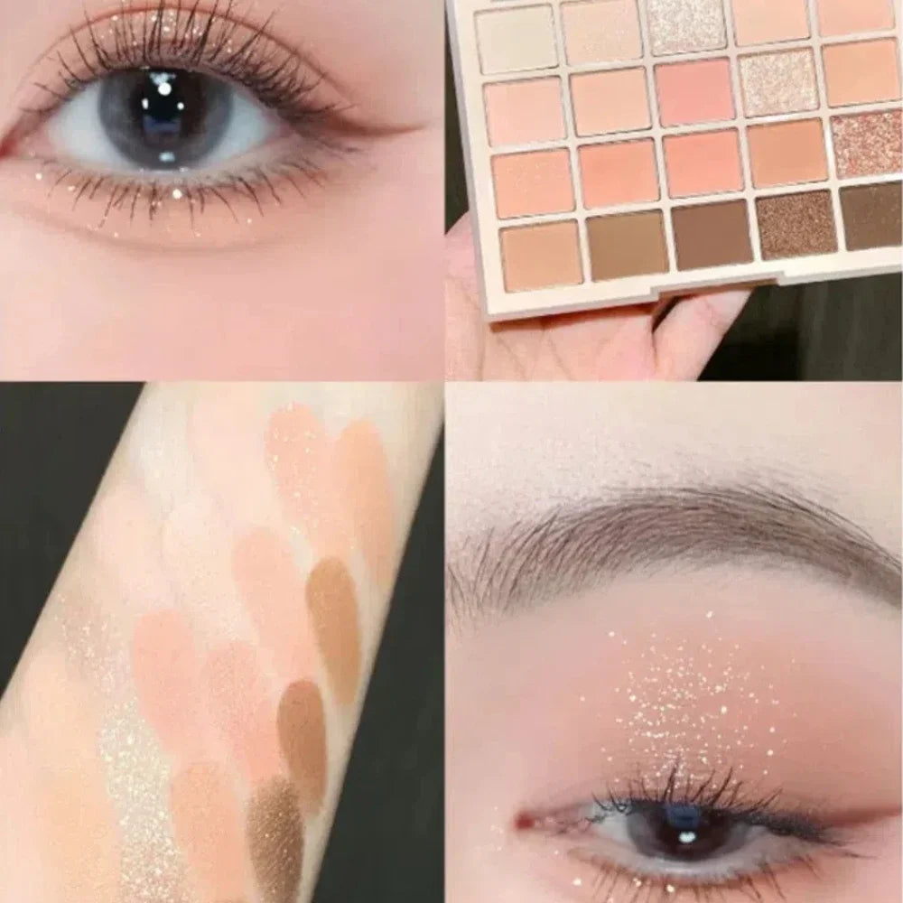 Palette fards à paupières 20 couleurs – Faible saturation, violet, mat et nacré, longue tenue, waterproof et pailleté