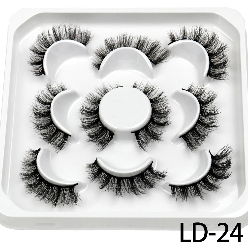5 paires de cils en vison 3D – 25 mm, rouleau russe volumineux, faux cils naturels et dramatiques – Outils de maquillage, vente en gros