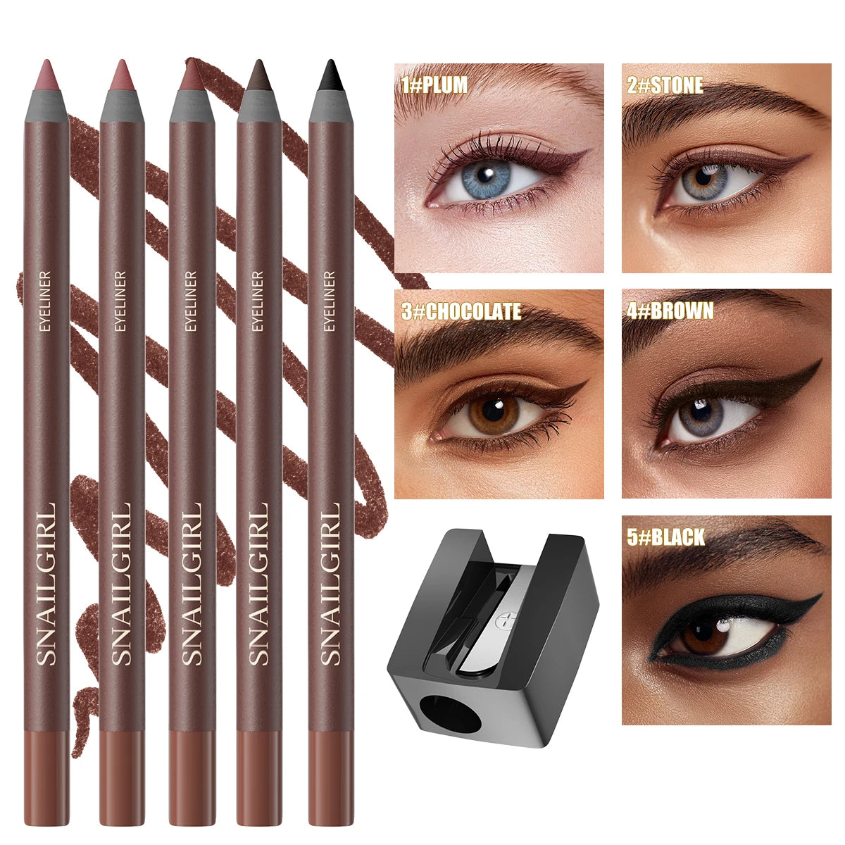 Crayon eyeliner, résistant à l'eau et à la transpiration, longue tenue et sans bavure, avec recharge dure.