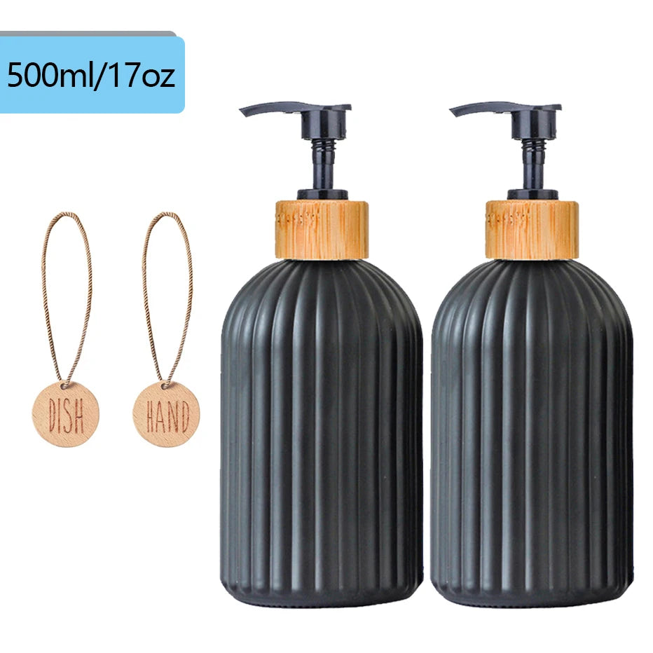 Black Kitchen Soap Dispenser Set – Countertop Dish & Hand Soap Bottles