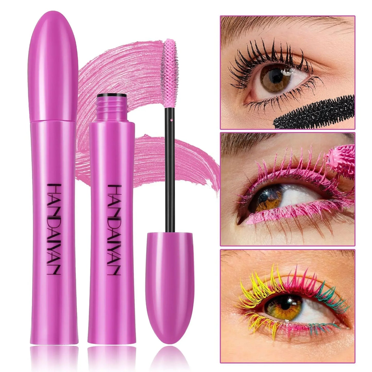 Mascara 10 couleurs waterproof volume recourbant longue tenue bleu saphir et rose