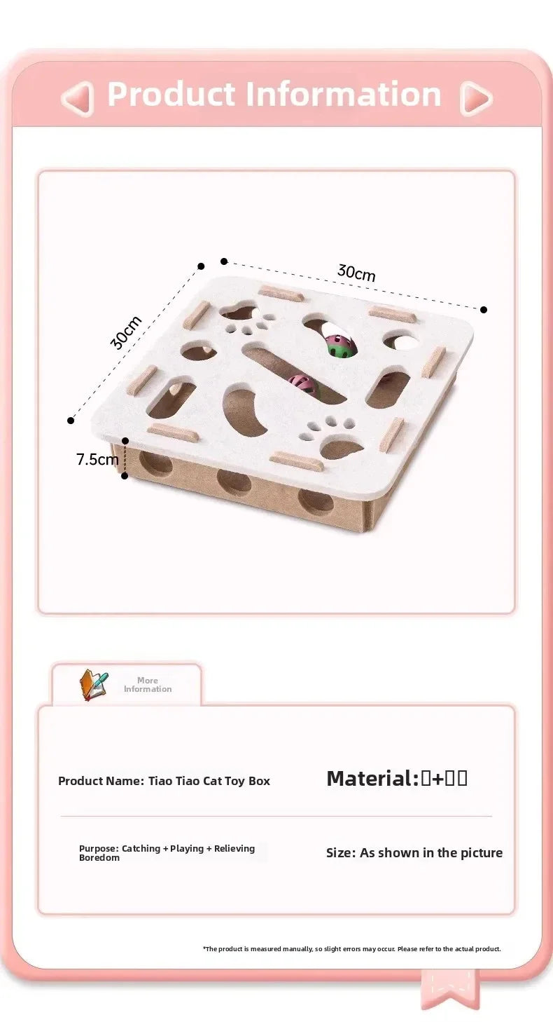 Felt Cat Puzzle Box with Ball – Interactive Hunting & Exercise Toy