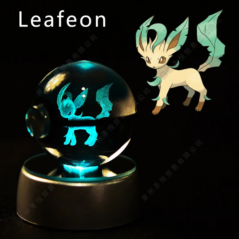 3D Pokémon Crystal Ball Night Light – Pikachu, Gengar & Mewtwo LED Glass Lamp